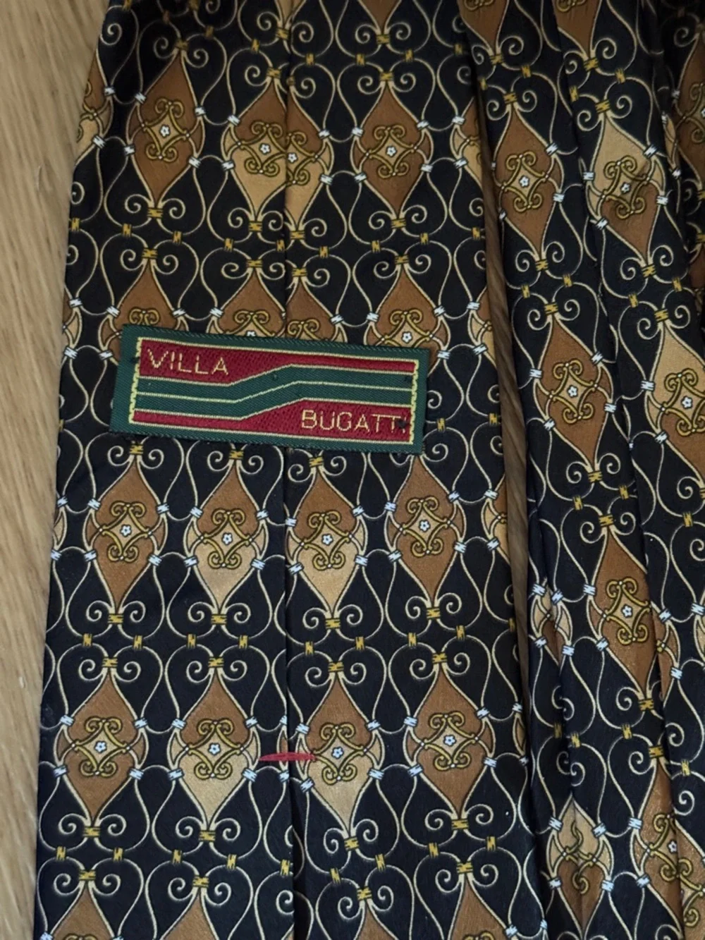 Bugatti Villa Classic Vintage Black and Gold Patterned Men’s Tie